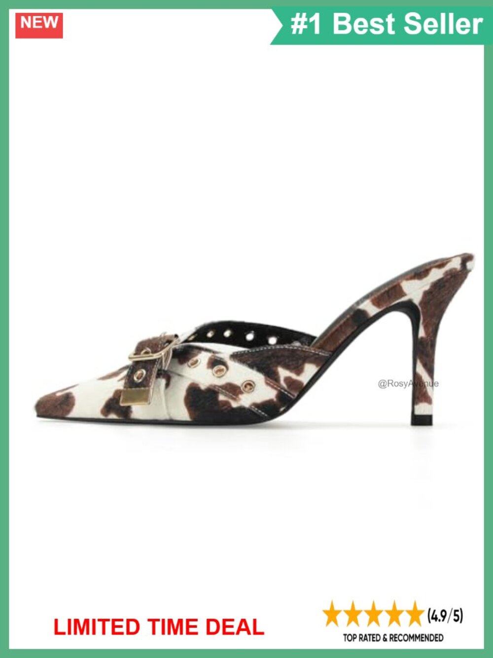 Faux Leather Kitten Heel Mules Pointed Toe Dressy Slip On Pumps